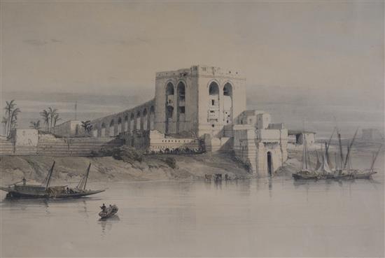 David Roberts RA, a set of three framed lithographs from vol. 5 of The Holy Land... (small format reprint 1856), largest 22 x 33cm